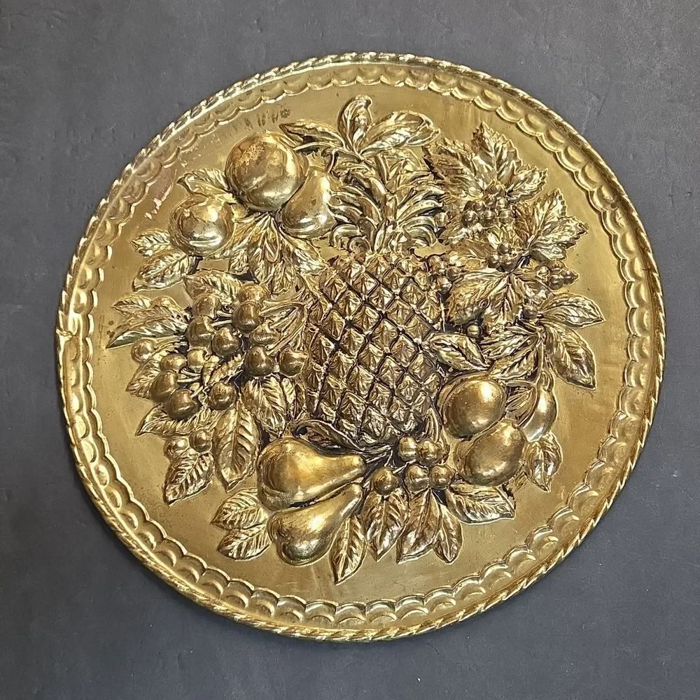 Vintage Peerage‎ Brassware Brass Pineapple Wall Decor England, Burwood Shelf